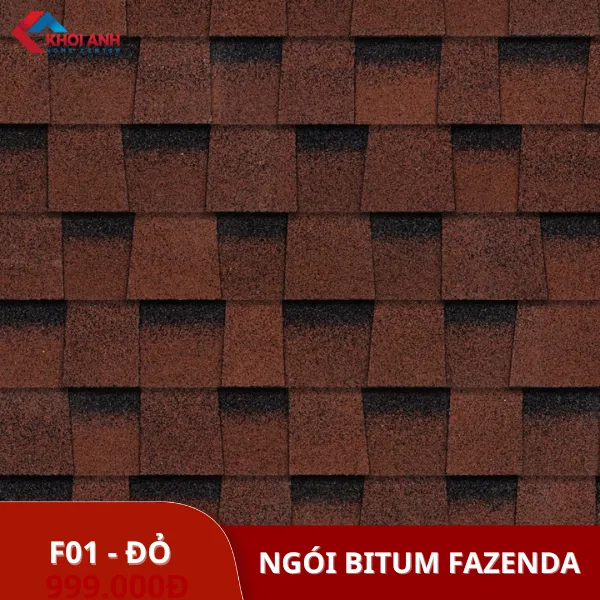 Ngói bitum phủ đá màu đỏ đa tầng dòng FAZENDA - Technonicol